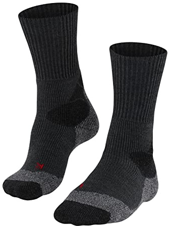 FALKE Men's TK4 Expedition Hiking Socks, Wool, Grey (Asphalt Melange 3180), 5.5-7.5 (1 Pair)