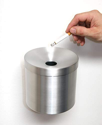 Wandaschenbecher Aluminium Ø 145x165 mm rund Volumen 2,7 ltr. Marke Szagato Made in Germany (Industrie Standaschenbecher modern Design Aschenbecher für drausssen aus Metall für innen und außen)