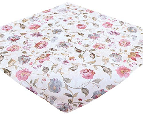 heimtexland Moderne Landhaus Tischdecke Mitteldecke 85x85 cm aus hochwertigem Jacquard in hell Natur mit schönem Blumen Druck - Tischwäsche Country Chic Typ312
