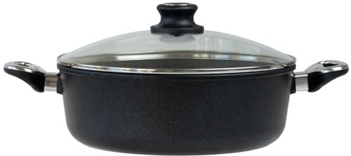 BAF Bratentopf mit Glasdeckel 28 cm Induktion & 4,6 L Volumen - Aluguss Schmortopf mit Antihaftbeschichtung und hohem Rand - für alle Herdarten - Made in Germany