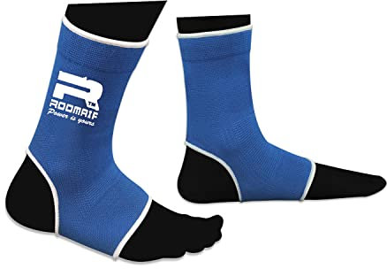 Roomaif ankelskydd ankelbandage sport kamp sport kicklådor Ankle Protector thai boxen MMA ankelskydd fotbandage DE blå En Storlek