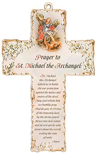 rosarybeads4u Laser Engraved Wood Wooden 6 Crucifix Cross Plaque PRAYER TO SAINT St MICHAEL ARCHANGEL