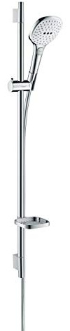 Raindance Select E Duschset 120 I 3 Jet Ecosmart 9 L/Min med Duschstång 90cm och Tvålfat, Vit/Krom