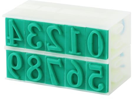 23mm Wide Plastic Rubber 0-9 Digits Combination Numbering Stamp Green Off White