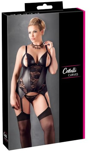 Cottelli Collection Plus Strapshemd offen, 3XL, schwarz