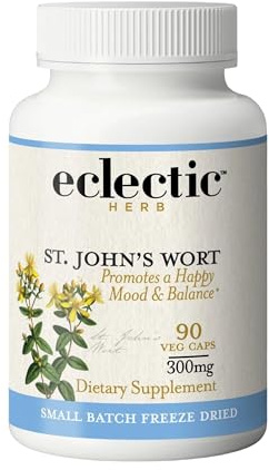 Eclectic Herb - St. John's Wort Capsules | Nervous System & Immune Support | Promotes a Positive Mood | Vegan, Non-GMO, Gluten Free, Freeze-Dried (90 CT | 300 mg)