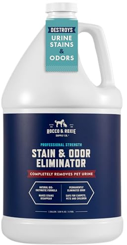 Rocco & Roxie Supply Co. Stain & Strong Odor Eliminator, Enzyme Cleaner, Pet Odor Eliminator for Home - Carpet Stain Remover for Cats & Dog Pee - Urine Destroyer - Carpet Cleaner Spray, 1-Gallon