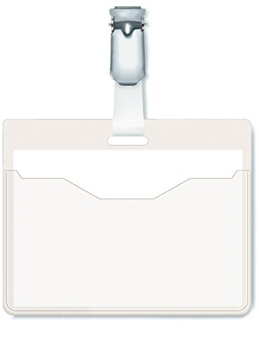 Durable Namensschild (mit Clip, 60 x 90 mm, Kunststoff) Packung à 25 Stück, transparent, 810619