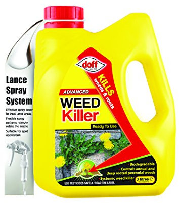 Doff Advanced Weedkiller – 3L Ready to Use Spray for Garden Protection – Kills Deep Rooted Weeds from Pathways to Driveways - Long Lasting Weed Control – Strong Weed Killer