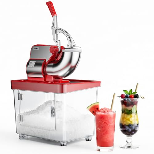 GarveeLife Picadores de Hielo Comercial 300W, Doble Cuchilla 300kg/h, Rojo