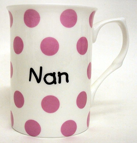Nan Mug Fine Bone China Pink Spots Nan Mug Hand Decorated in The UK