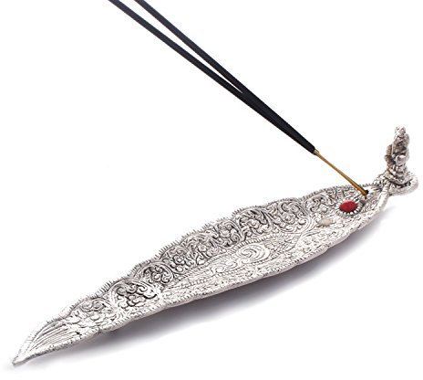 Porta bastoncini d'incenso e raccogli cenere Zap Impex in metallo foglia (statuina Ganesha)