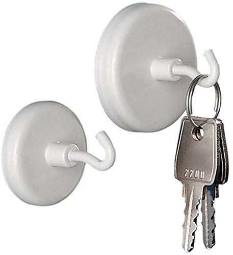 Aimant crochet magnétique Ø 32 mm Néodyme - Blanc - Force d'adhérence: 22 kg - Aimants puissants en Néodyme (NdFeB)