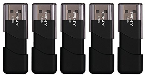 PNY 32GB Attaché 3 USB 2.0 Flash Drive, Black (Pack of 5)