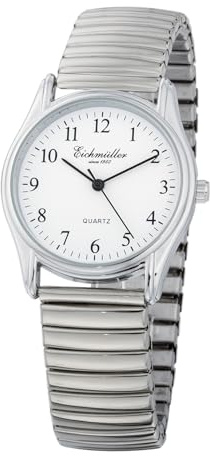 Eichmüller Analoge Unisex-Uhr Zugband aus Edelstahl Ø 33,5mm - Silberfarben