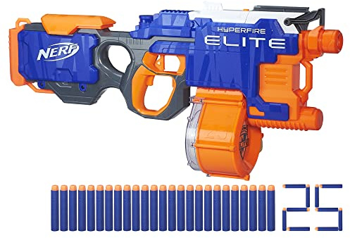 Nerf HyperFire Motorized Elite Blaster, 25-Dart Drum, Fires Up to 5 Darts Per Second, Includes 25 Official Elite Darts (Amazon Exclusive)