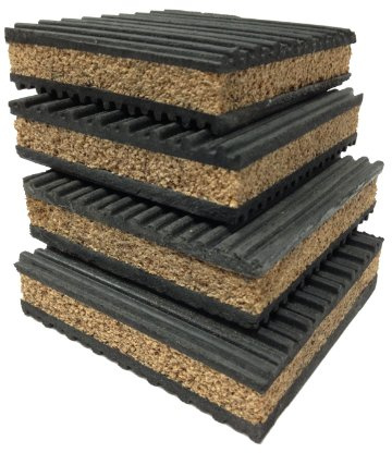 4 Pack of Anti Vibration Pads 4 x 4 x 7/8 Rubber/Cork Vibration isolation pads