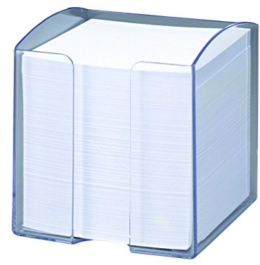 Durable Trend Note Box with 800 White Paper Notes - Transparent