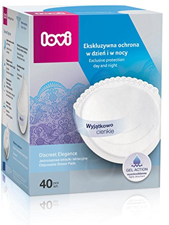 Coussinets d'allaitement jetables LOVI | Paquet de 40 | Confort de port | Protection des sous-vêtements | Hautement respirant et absorbant | Blanc