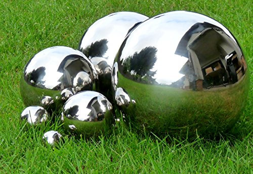 Geschenkestadl 2 Stück Dekokugel Silberkugel Ø 15cm Edelstahl Kugel Rosenkugel