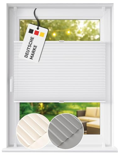 Rapid Teck Plissee ohne Bohren - Plissee lichtdurchlässig 55cm x 130cm Weiß als Sicht- und Sonnenschutz - Klemmfix Fenster Plissees innen ohne Bohren – einfache Montage inkl. Zubehör