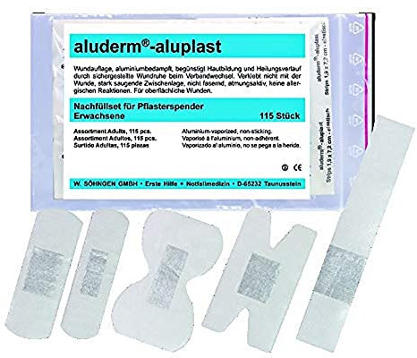 Söhngen Nachfüllset für Pflasterspender aluderm (komplett mit 115 Pflaster, Wundpflaster elastisch in verschiedenen Größen) 1009916