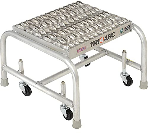 Tri-Arc WLAR001165 1-Step Mobile Aluminum Step Stool with Grip Strut Top Step, 16-Inch Wide