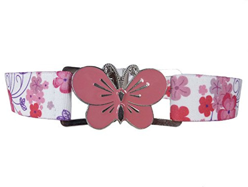 Olata Cintura Elastica da Bambina, Fibbia con Farfalla o a Fiore (1-6 Anni). Fiore Rosa/Farfalla Rosa