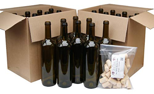 BALLIIHOO Pack Of 24 Green Wine Bottles With VinClasse Corks