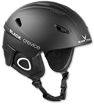 BLACK CREVICE Casco de esquí Kitzbühel I Casco de esquí de diseño Deportivo para Hombre y Mujer I Casco de esquí de policarbonato Transpirable I Talla Ajustable (XS, Negro)