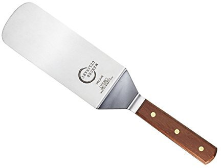 Mercer Culinary M18400 Praxis, Wooden Handle Turner 8 x 3 Inches, Stainless Steel, Silver
