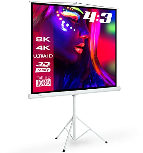 ESMART Professional MISATI Stativ-Leinwand 260 cm Bild 244 x 183 cm (120) 4:3 | Heimkino Beamer Projektionsleinwand Stativ Leinwand LCD LED