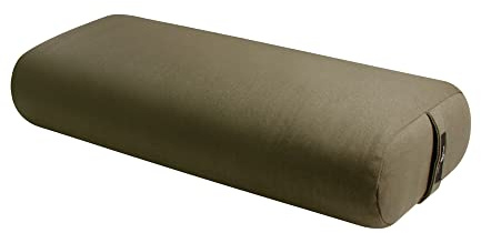 Hugger Mugger Standard Yoga Bolster - Olive - Firm Core with a Soft Surface, Rectangular Shape, Restorative Yoga, Handmade in The USA