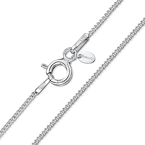 Amberta Women 925 Sterling Silver 1.1 mm Curb Chain Necklace: 15.7 inch/40 cm