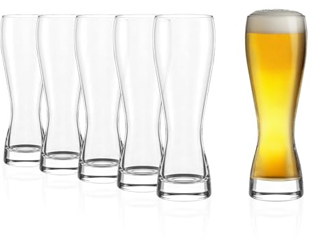 Stölzle Lausitz Wheat Beer Glasses Set of 6. Dishwasher Safe Beer Glass Set (10.25 Fl oz). Durable and Stylish Bar Glasses, Premium Gifts for Dads