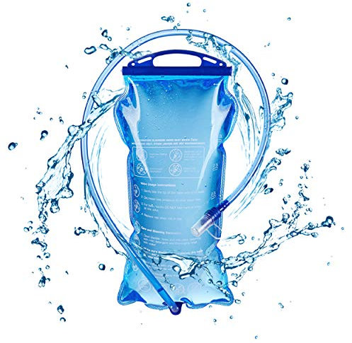 TRIWONDER Trinkblase 1,5L 2L 3L, Trinksystem BPA frei leichte Wasserblase Hydration Blase mit Trinkschlauch für Laufen, Wandern, Radfahren (2L (PEVA))