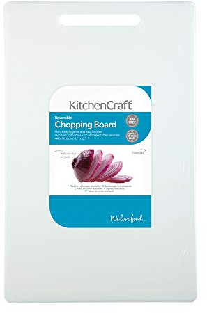 KitchenCraft Extra-Large Non-Toxic Plastic Chopping Board, 44 x 3 cm (17.5 x 12) - White