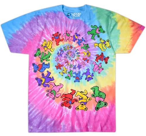 Grateful Dead Spiral Bears Tie-Dye T-Shirt by Liquid Blue (L)