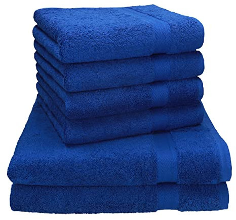 Betz Premium Handtuch-Set - 6 teiliges Handtücher-Set - 2X Duschtücher - 4X Handtücher - 50x100 cm - Royalblau