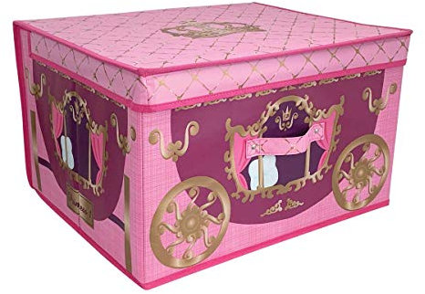 Childrens Girls Fairytale Carriage Design Folding Bedroom Storage Chest (One Size) (Fuchsia/Purple)