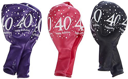 (PKT) Adult Pink Celebration 40th Birthday Latex Balloons 6 Pack