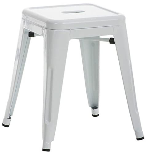 CLP Hocker Armin I Metallhocker stapelbar und pflegeleicht I Stapelhocker bis 200 kg belastbar I Sitzhöhe 46 cm, Farbe:weiß