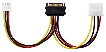 Adaptare 34109 Netzteil-Adapter-Kabel 15-Polig SATA-Anschluss auf 4-Polig IDE und Floppy FDD Schwarz