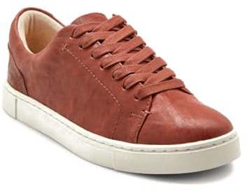 Frye Ivy Low Lace Sneakers for Women - Removable Footbed White Shoes - Leather Womens Casual Shoes - Crafted from Soft, Vintage Italian Leather with Removable Molded Footbed - Cognac - Oyster - 9.5