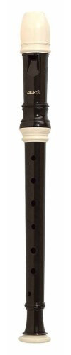 Aulos 103N Sopran Barock Einfachloch Kunststoff-Blockflöte Dunkelbraun, Serie Alouette, 1-teilig, inkl. Tasche, Wischerstab, Daumenstütze und Grifftabelle