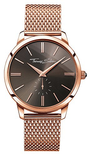 Thomas Sabo Men Watch Rebel Spirit Rose Gold Brown Analogue Quartz Stainless Steel WA0177-265-206-42 MM