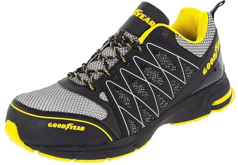 Goodyear Men’s Safety Shoes S1P SRA HRO Safety Rated Workwear Metal Free Lightweight Breathable Comfortable Work Trainers (Black/Yellow, 6 UK)