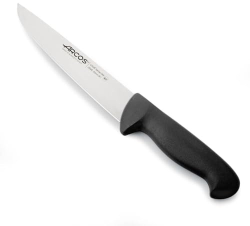 Arcos Coltello da Macellaio con Lama in Acciaio Inossidabile Nitrum 200 mm – Coltello da Cucina Professionale per Tagliare Carne, Pesce e Verdure – Manico Ergonomico in Poliossimetilene, 2900, Nero