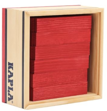 KAPLA - Cuadrados 40 tablillas - Rojo - Juego de construcción de Madera, a Partir de 2 años
