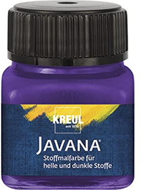 KREUL 90957 - Javana Stoffmalfarbe für helle und dunkle Stoffe, 20 ml Glas violett, brillante Farbe auf Wasserbasis, pastoser Charakter, zum Stempeln und Schablonieren, nach Fixierung waschecht